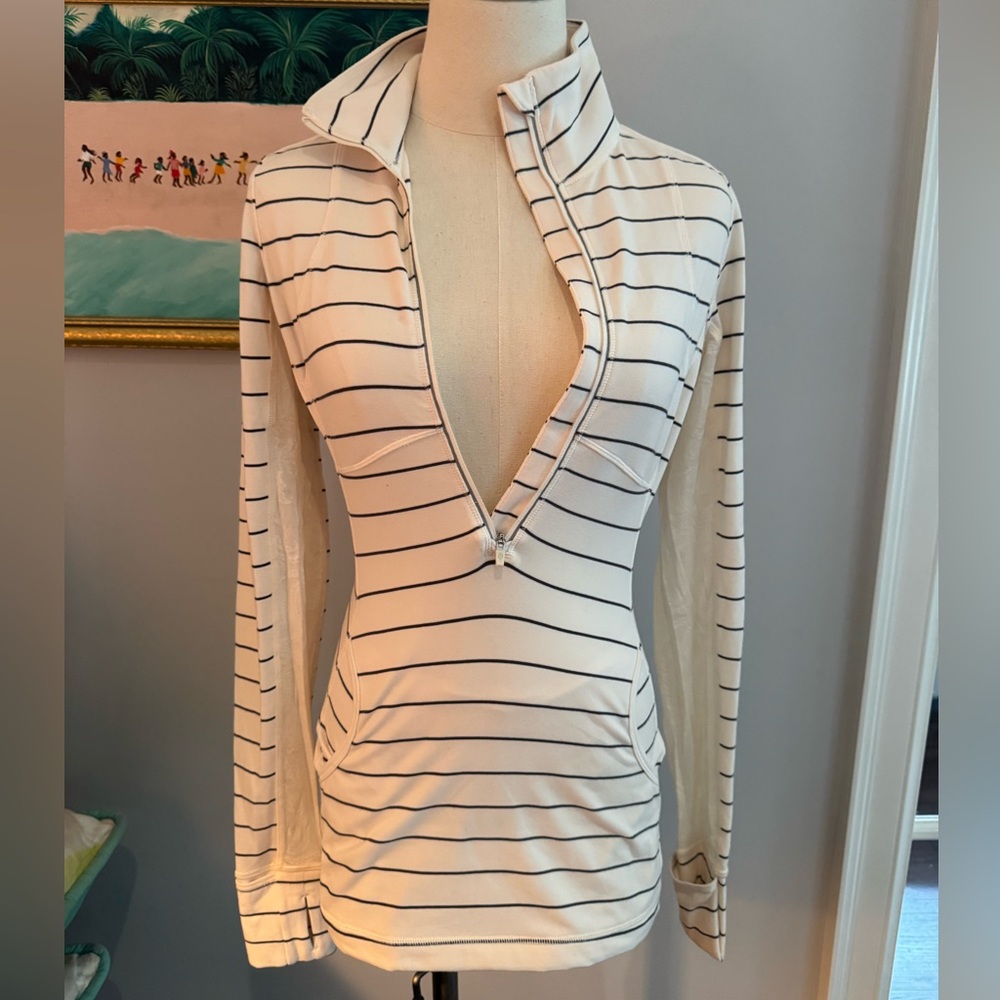 White Lululemon zip up jacket with sheer lace details
